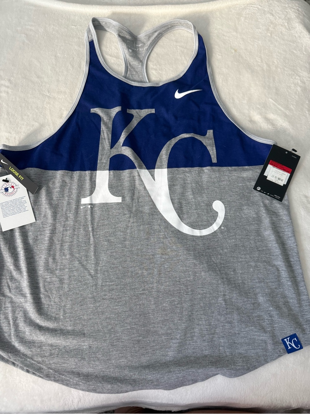 Women's Kansas City Royals Nike Royal Fade Tank Top Size L D82 NEW